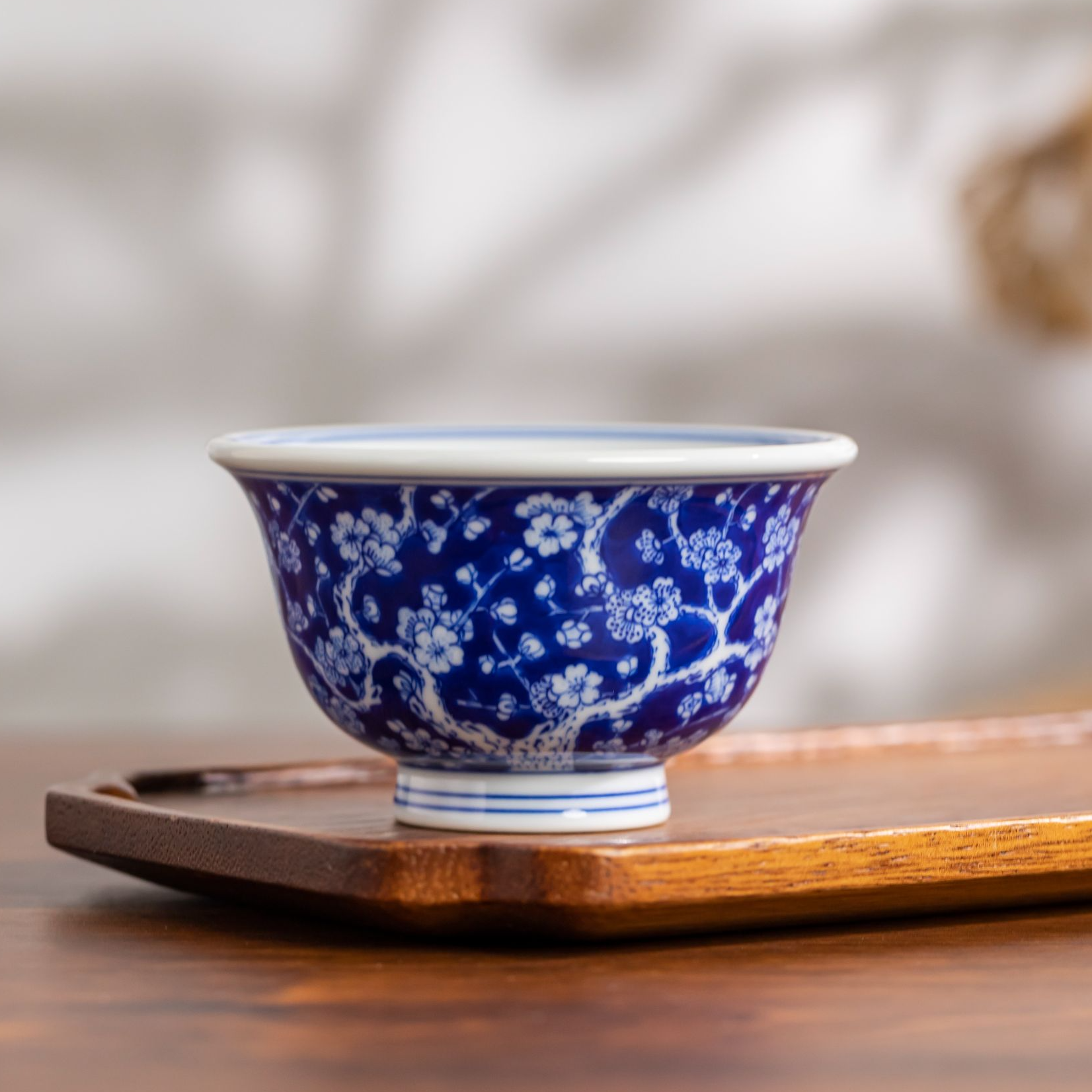 『瑶瑶严选』刘建锋窑青花冰梅大压手杯精致手绘青花家用陶瓷茶杯