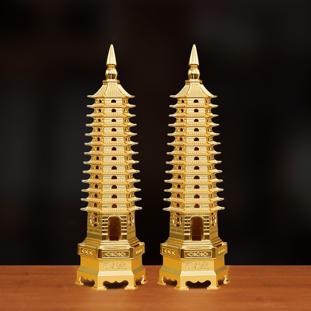 壹心铜 电镀工艺《全黄铜文昌塔》9九层13十三层书房桌面装饰品