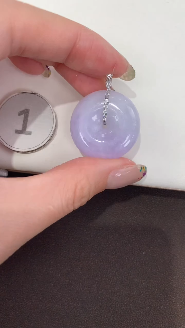 颈饰18K金镶嵌翡翠天然缅甸A货翡翠