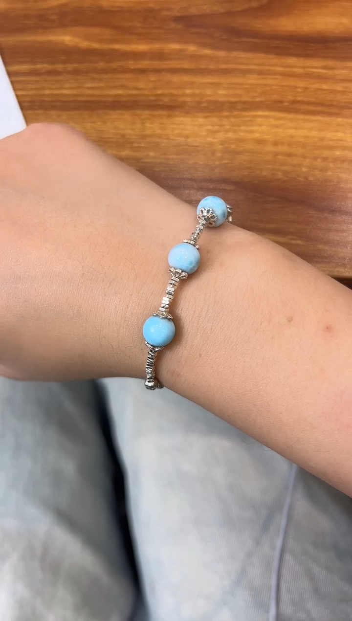 银S925镶嵌针钠钙石（海纹石）手链-592134