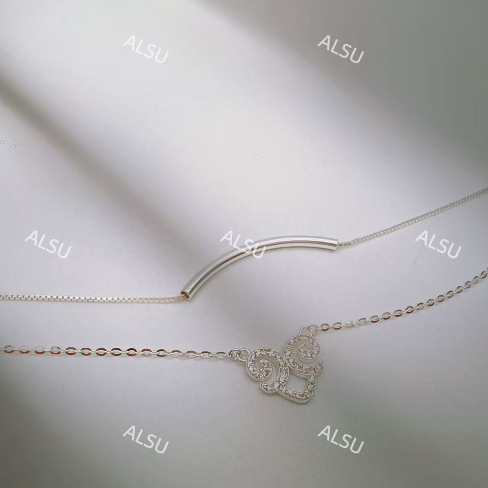 925银合成锆石手链 ALSU原创经典民族风925银手链两个颜色百搭