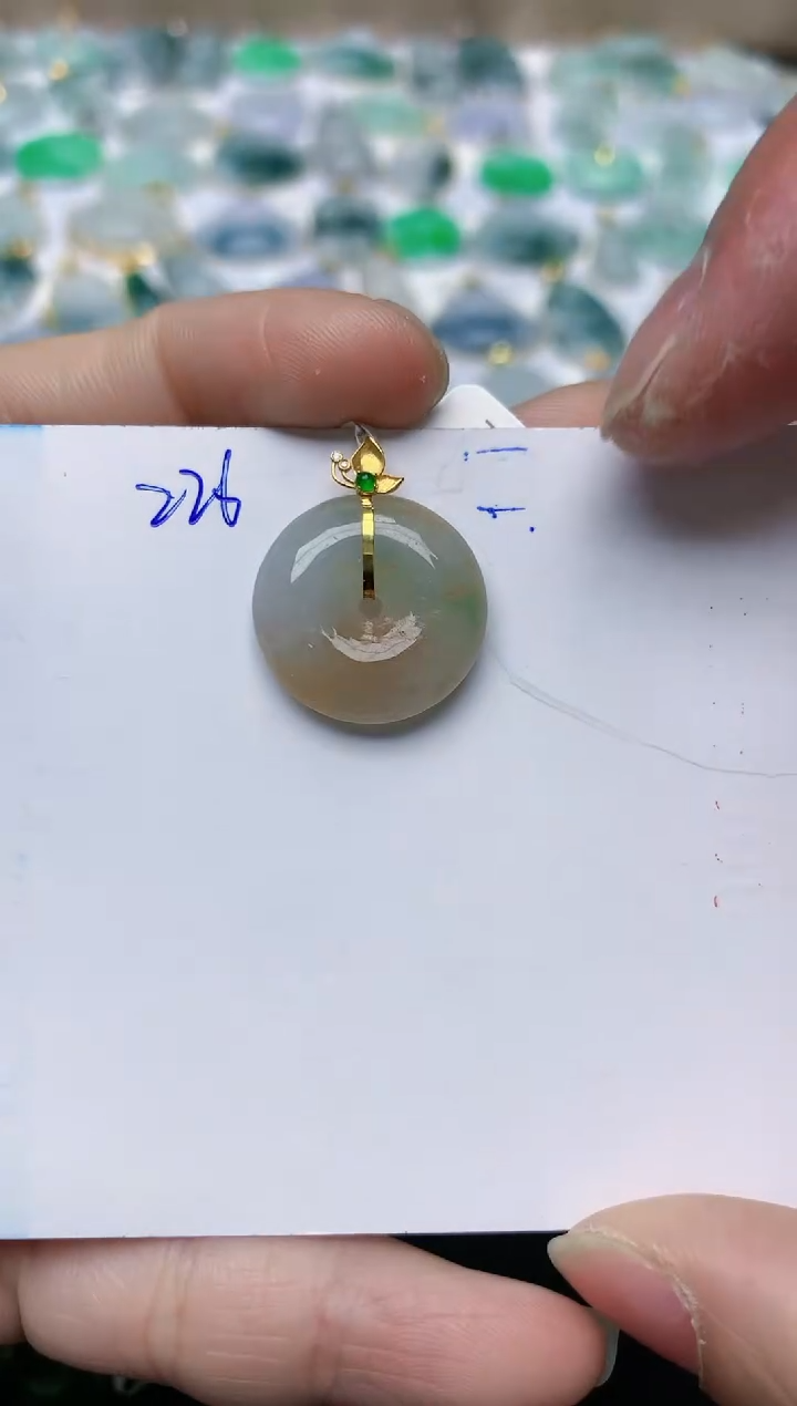 【闪购商品】翡翠颈饰18K金镶嵌天然翡翠A货    226