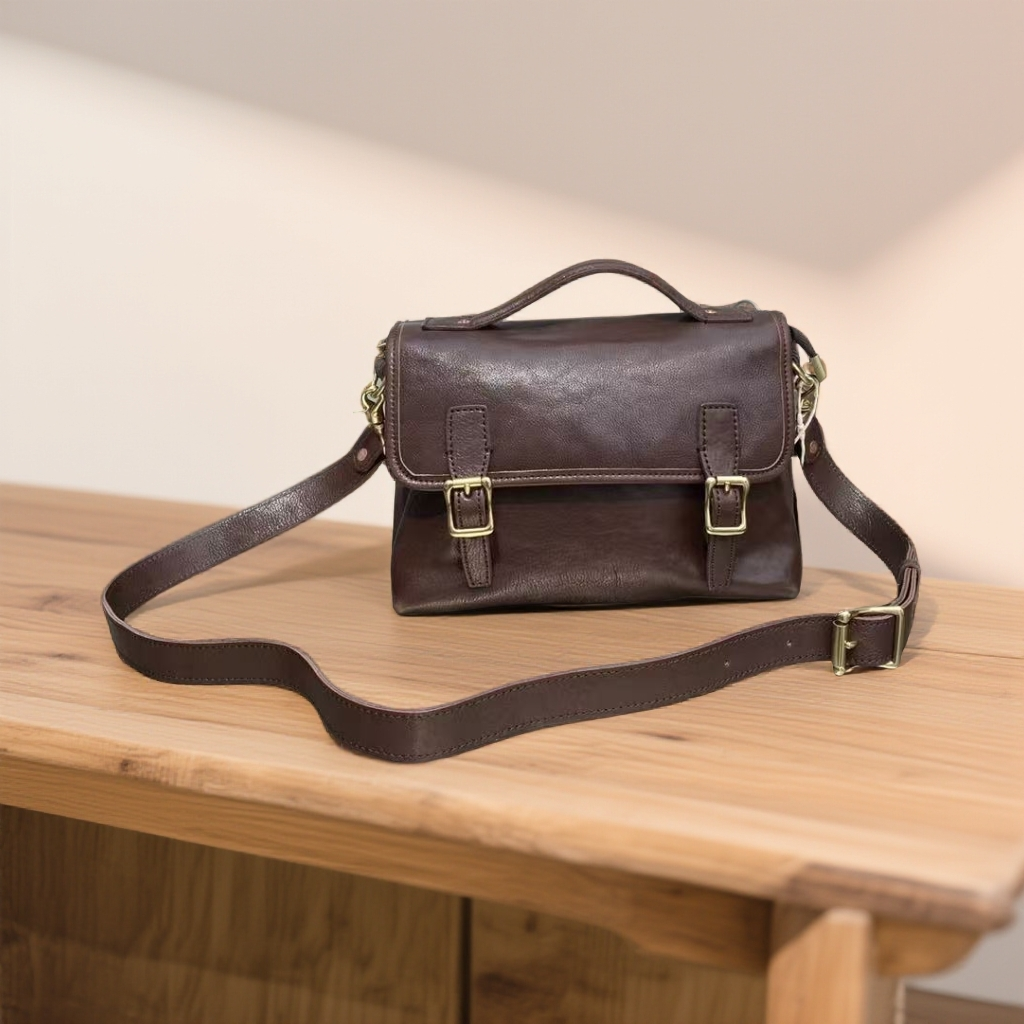 头层植鞣牛皮经典英伦风中号剑桥邮差包多隔层重工单肩斜跨款5355