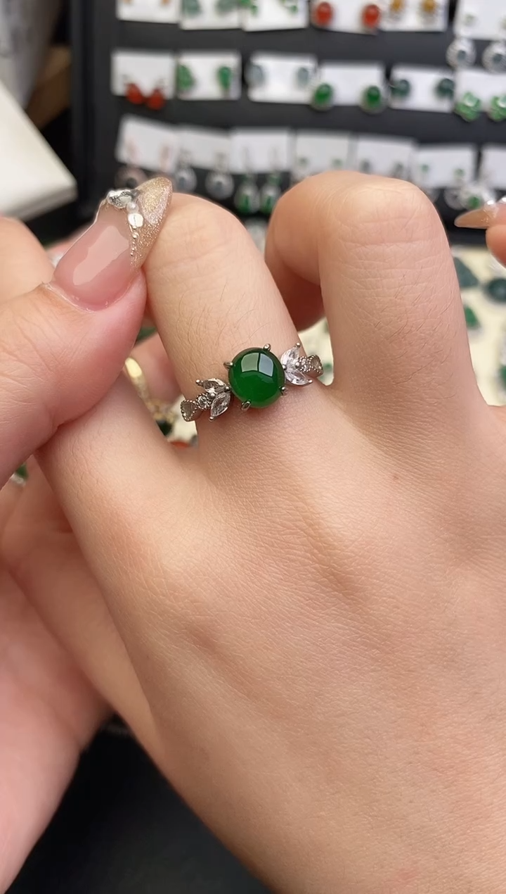 银S925镶嵌戒指翡翠0