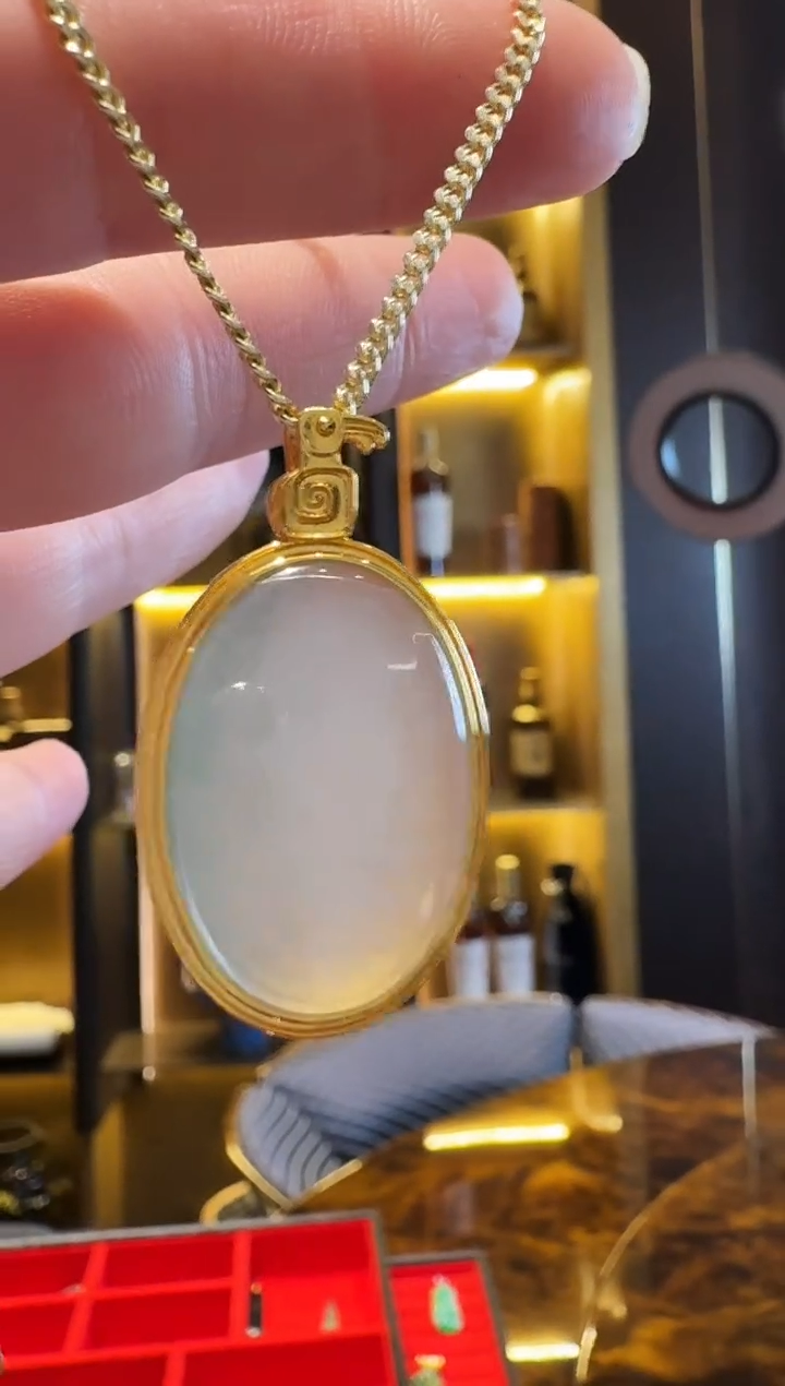 吊坠(不含链)18K金镶嵌翡翠吊坠