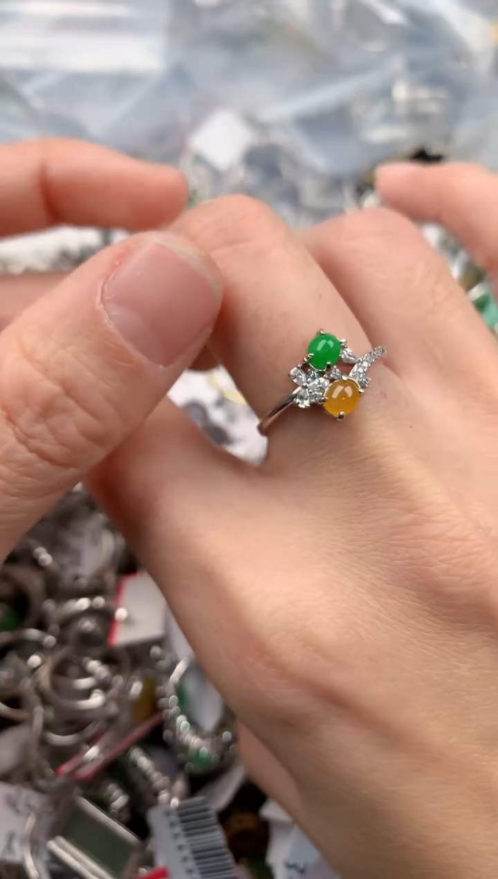 银S925镶嵌戒指翡翠111   2