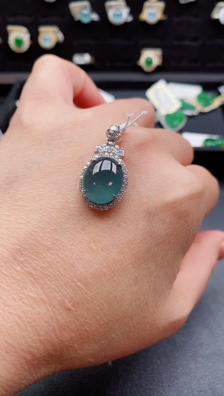 吊坠(赠链)银S925镶嵌翡翠1