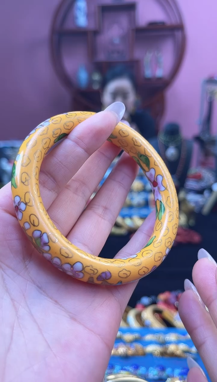 景泰蓝公主镯 56-60可戴/1.2粗版 黄色