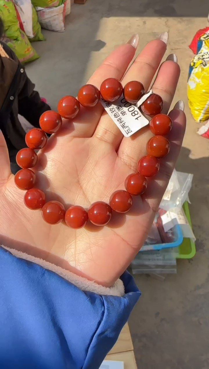 【闪购商品】南红玛瑙珠串未镶嵌原矿无优化玫红11mm单圈