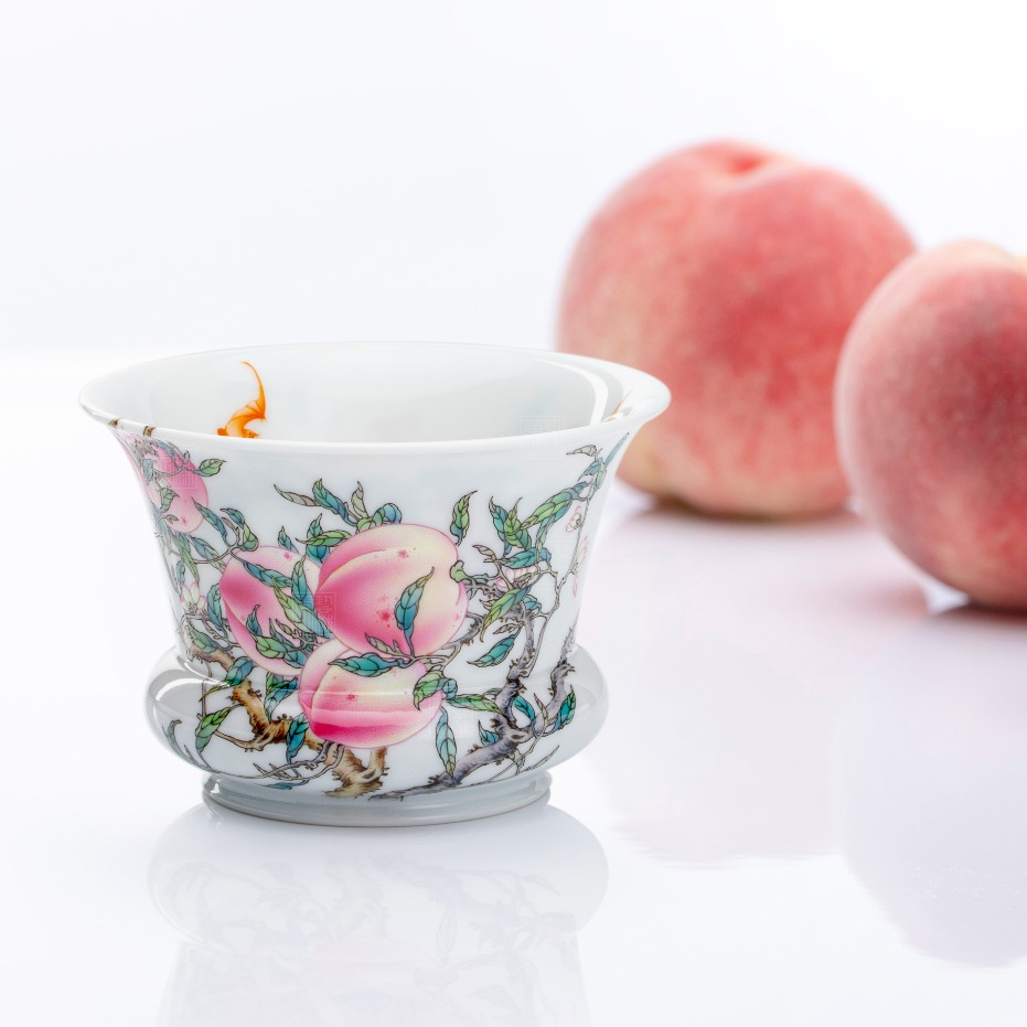 艺林堂 藏珍系列粉彩九桃五福小建水