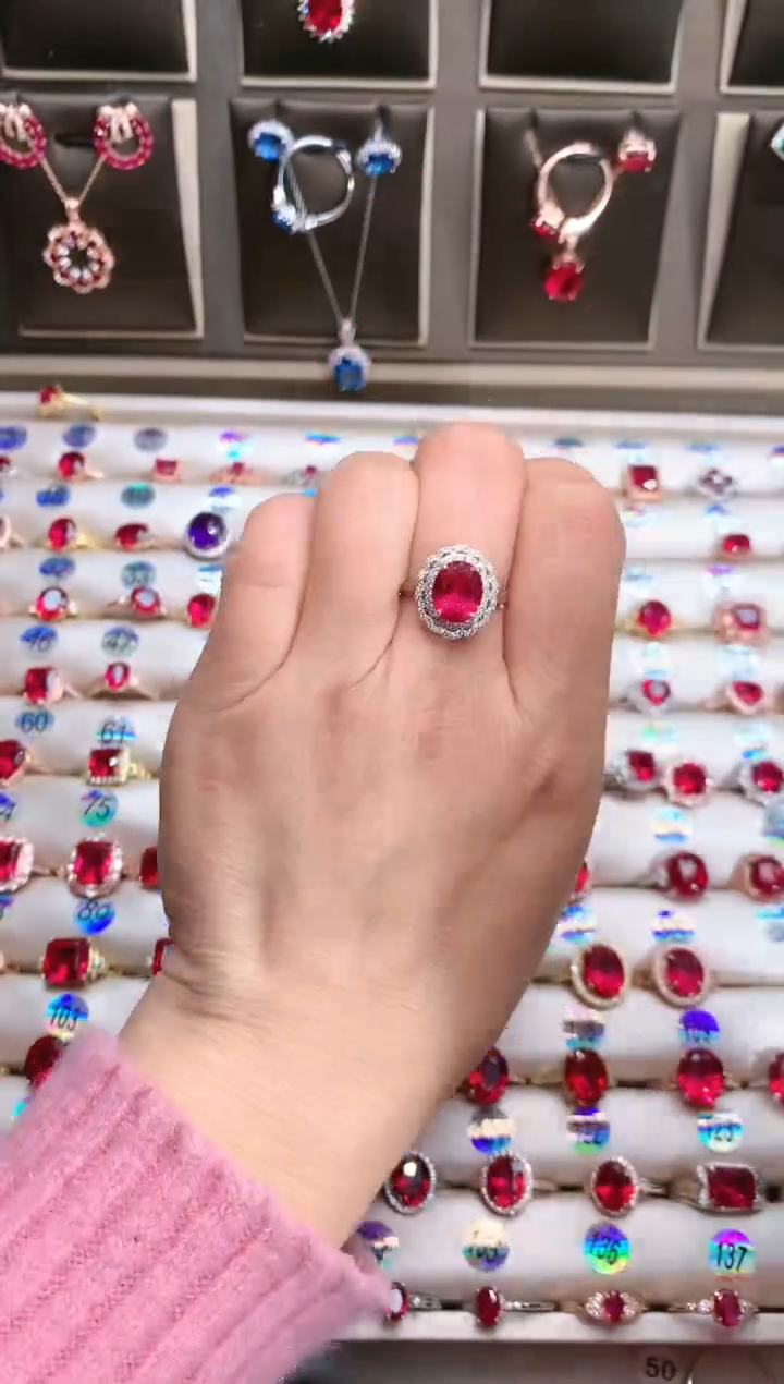 【闪购商品】红宝石戒指银S925镶嵌810白