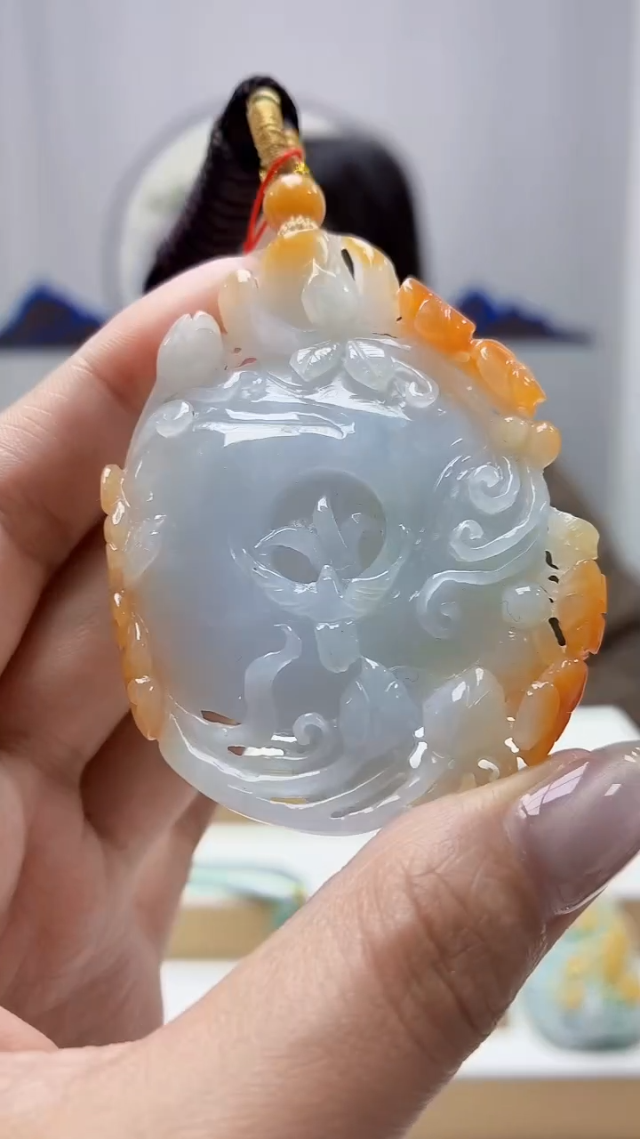 未镶嵌定制翡翠4852MM-毛货挂件70