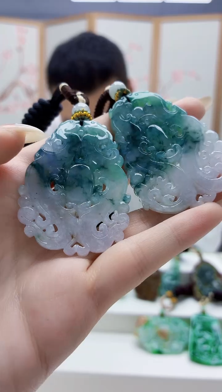 未镶嵌定制翡翠4898jw-毛货挂件一对23