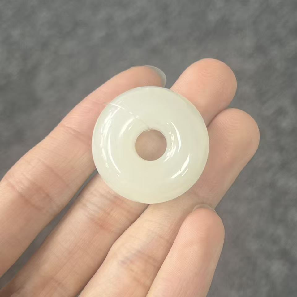 和田羊脂玉富贵圈平安扣吊坠 30*12 多样性发一 GQ-FGQ30