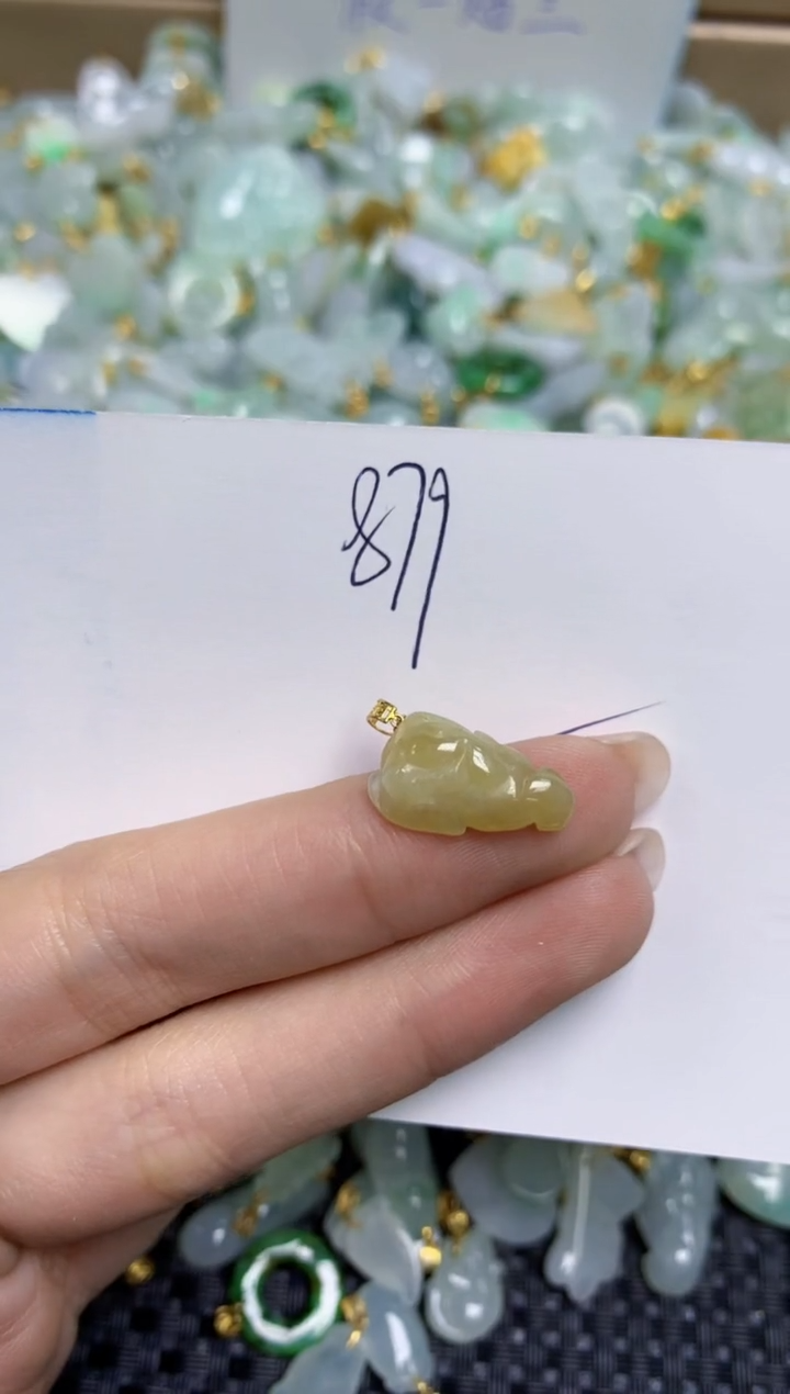 【闪购商品】翡翠颈饰18K金镶嵌天然缅甸A货翡翠