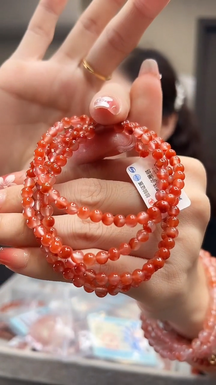 【闪购商品】南红玛瑙冰飘圆珠多圈链未镶嵌4mm