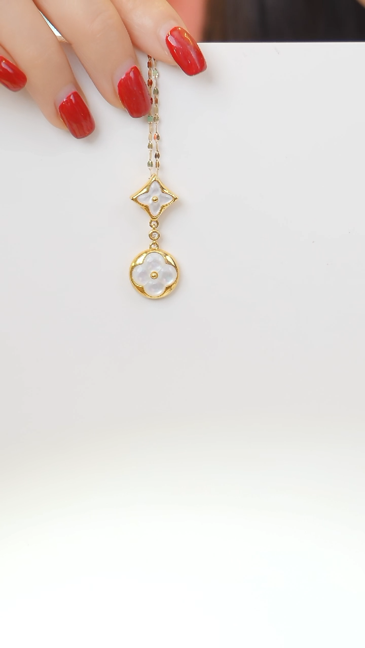 【闪购商品】贝壳（贝母）项链18K金镶嵌项链
