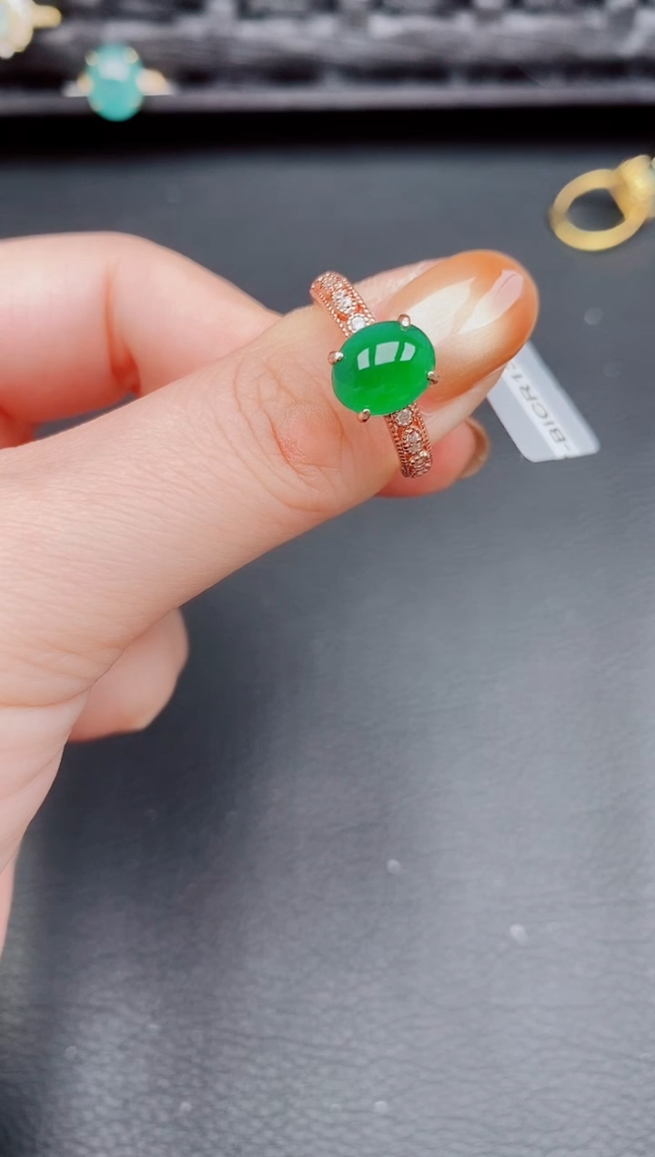 【闪购商品】翡翠戒指银S925镶嵌天然a货翡翠283