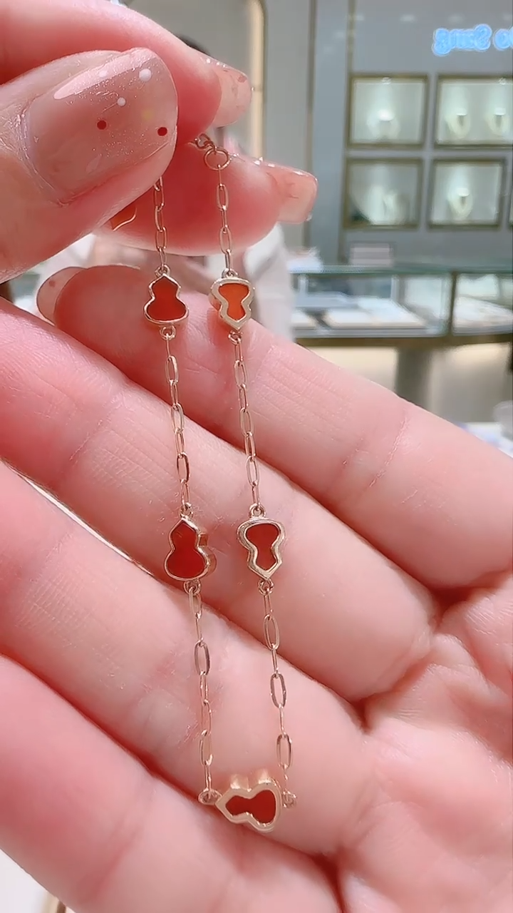 【闪购商品】玛瑙/玉髓手链18K金镶嵌手链
