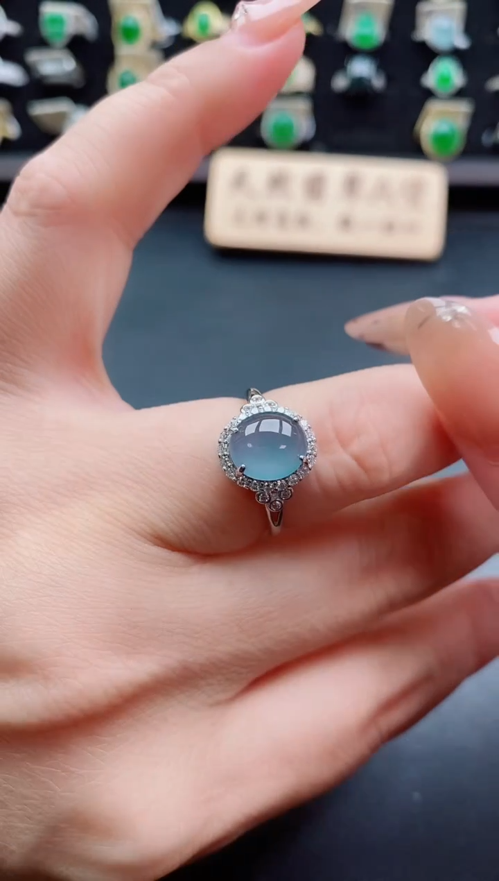 银S925镶嵌戒指翡翠1