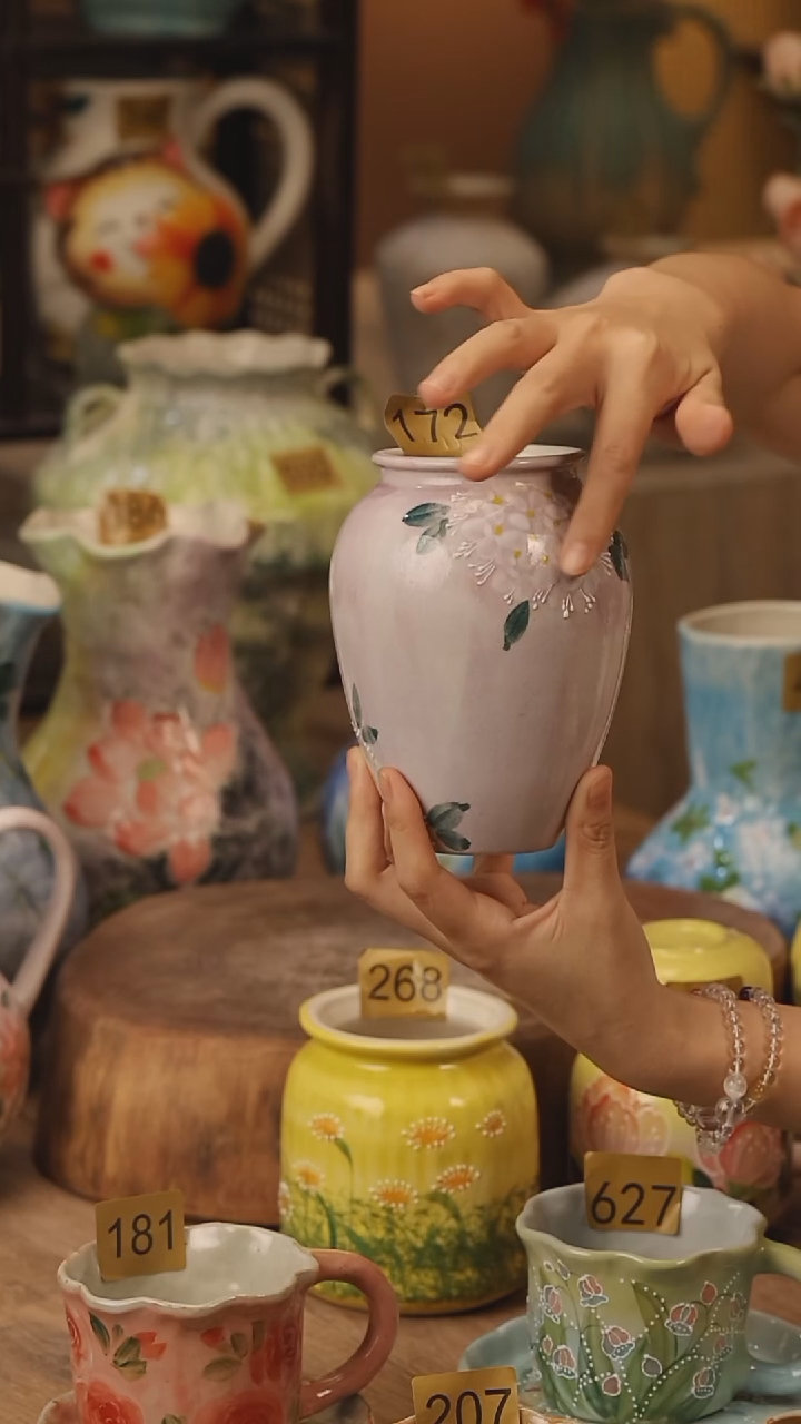 陶瓷172景德镇设计师手作花器摆件侘寂风
