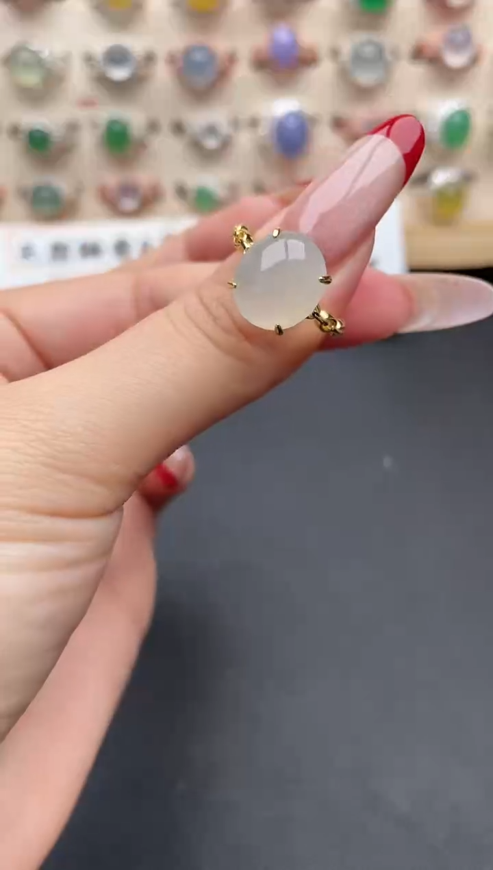 【闪购商品】翡翠戒指银S925镶嵌一物一证一礼盒