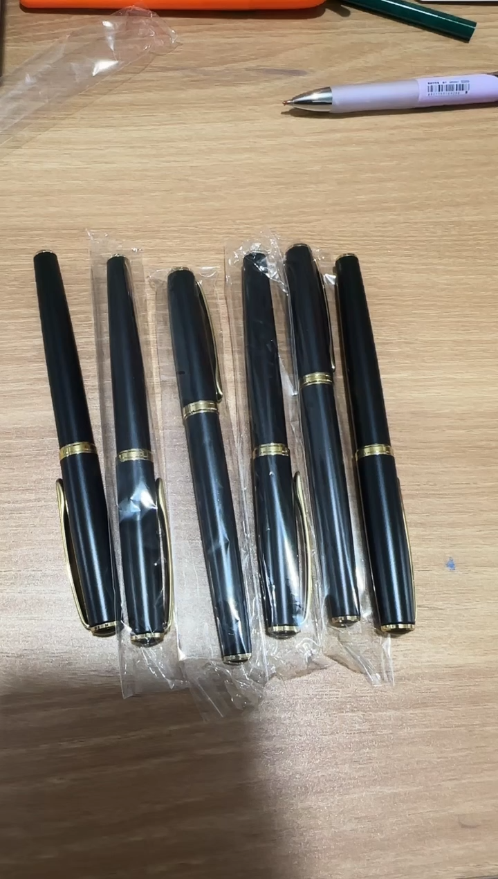 金属黑金配色中性笔6支