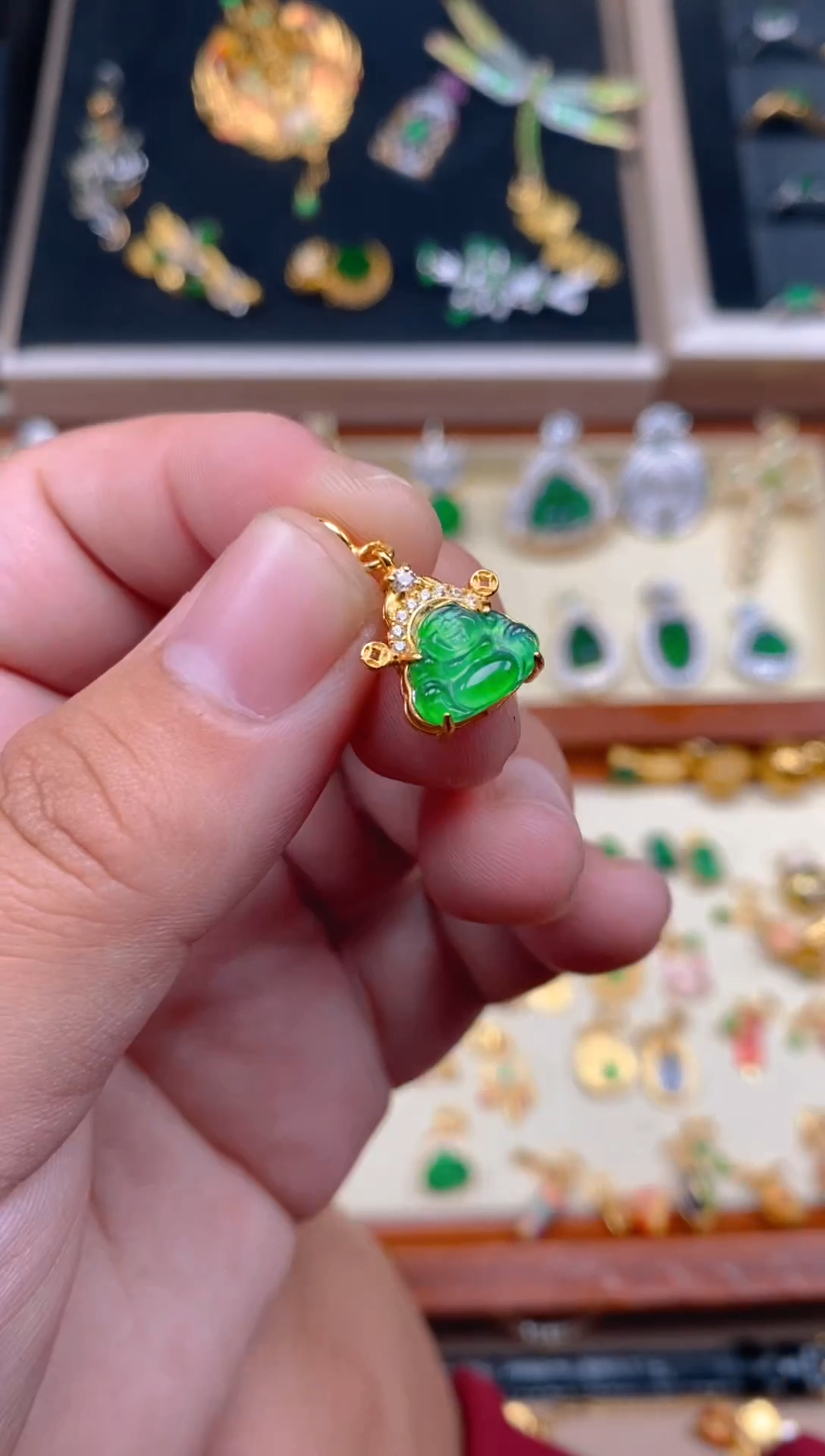 【闪购商品】翡翠吊坠(不含链)银S925镶嵌佛公