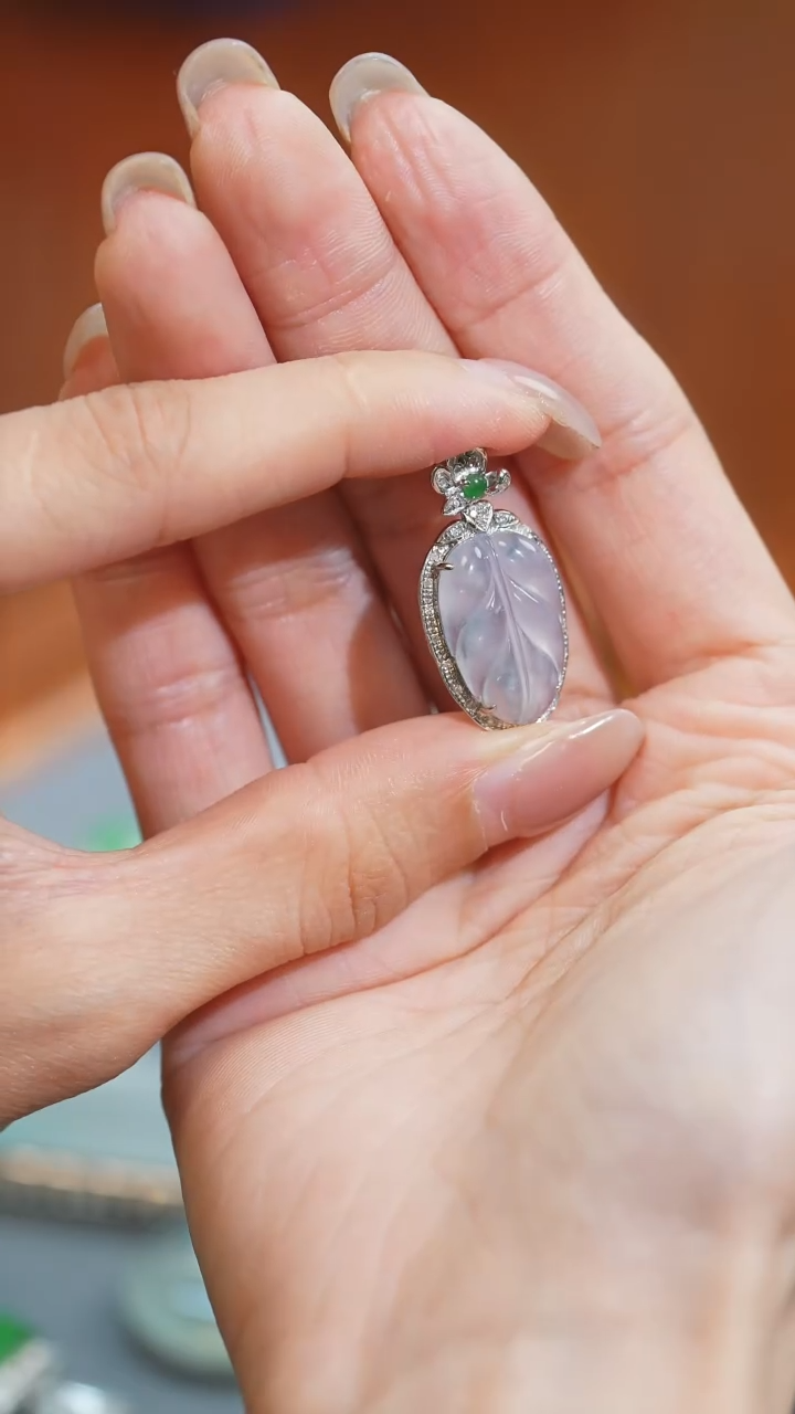 翡翠18K金镶嵌吊坠(不含链)天然A货翡翠