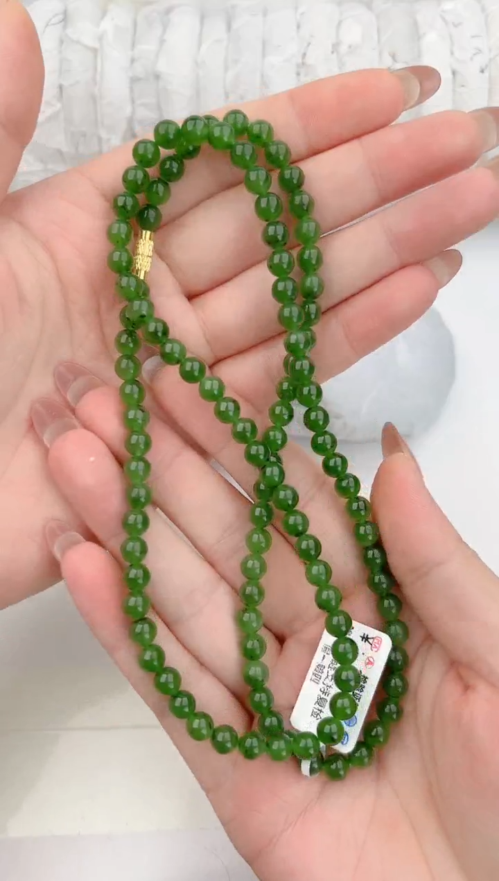 和田玉未镶嵌项链1颜色微差无瑕疵