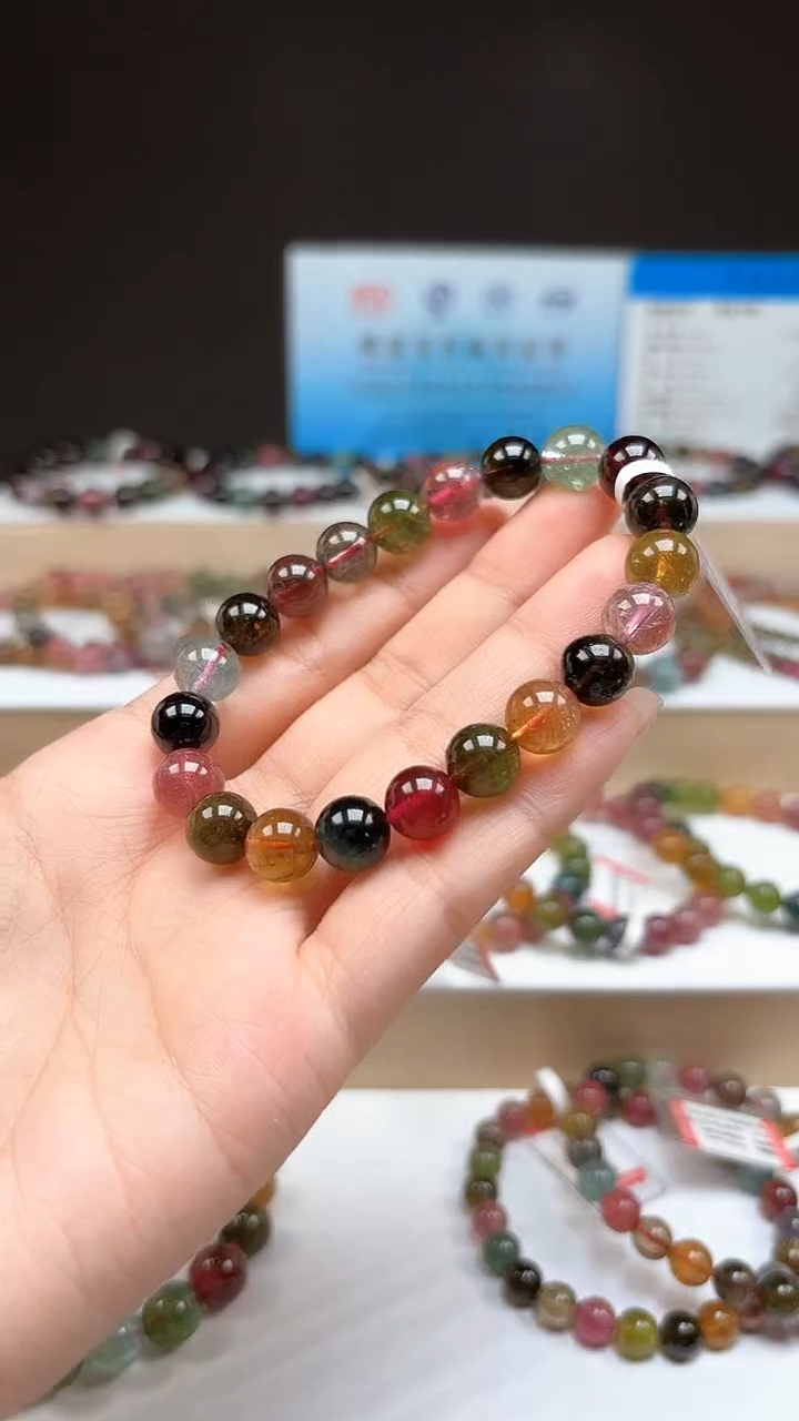 【闪购商品】碧玺手串未镶嵌9.3mm巴西老料玻璃体糖果色单圈手串