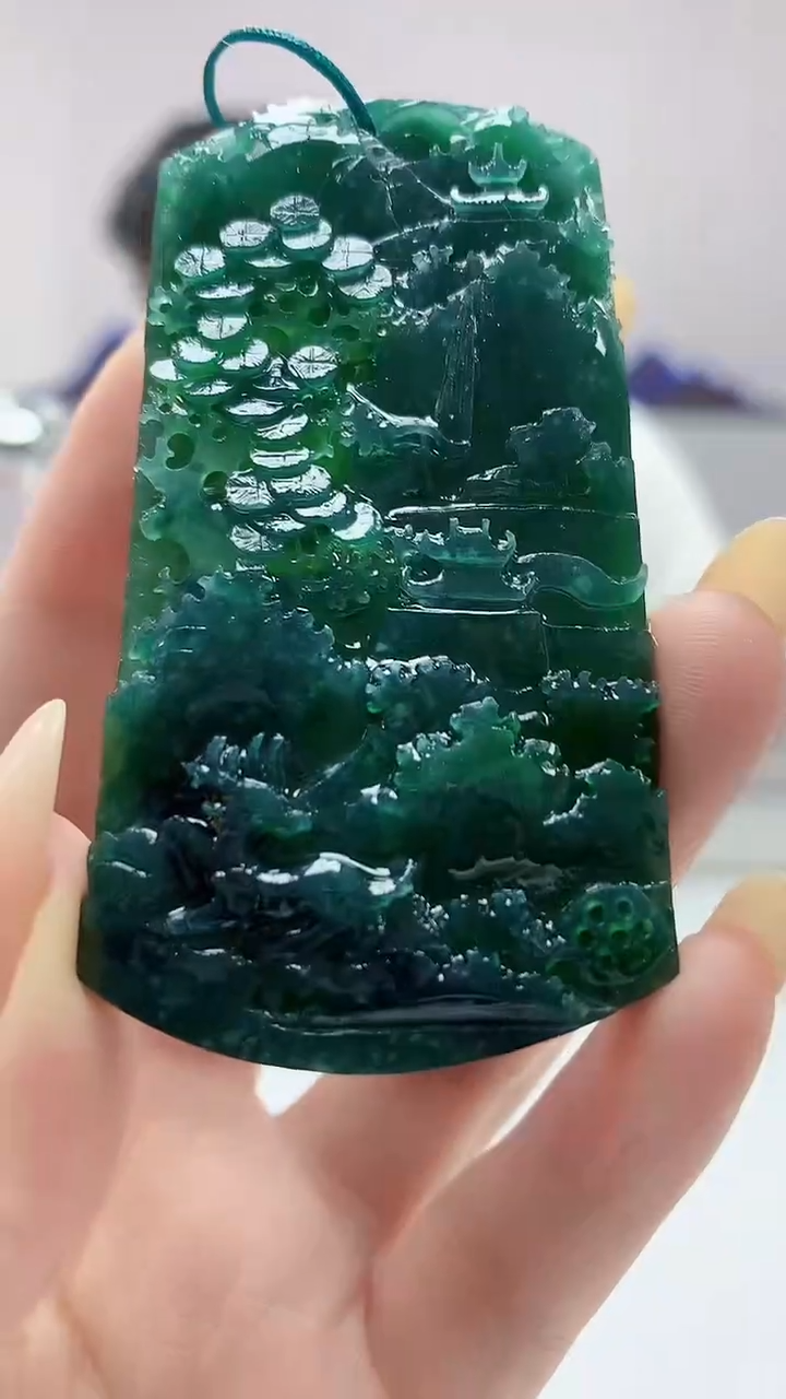定制翡翠未镶嵌5060DD-毛货挂件山水106