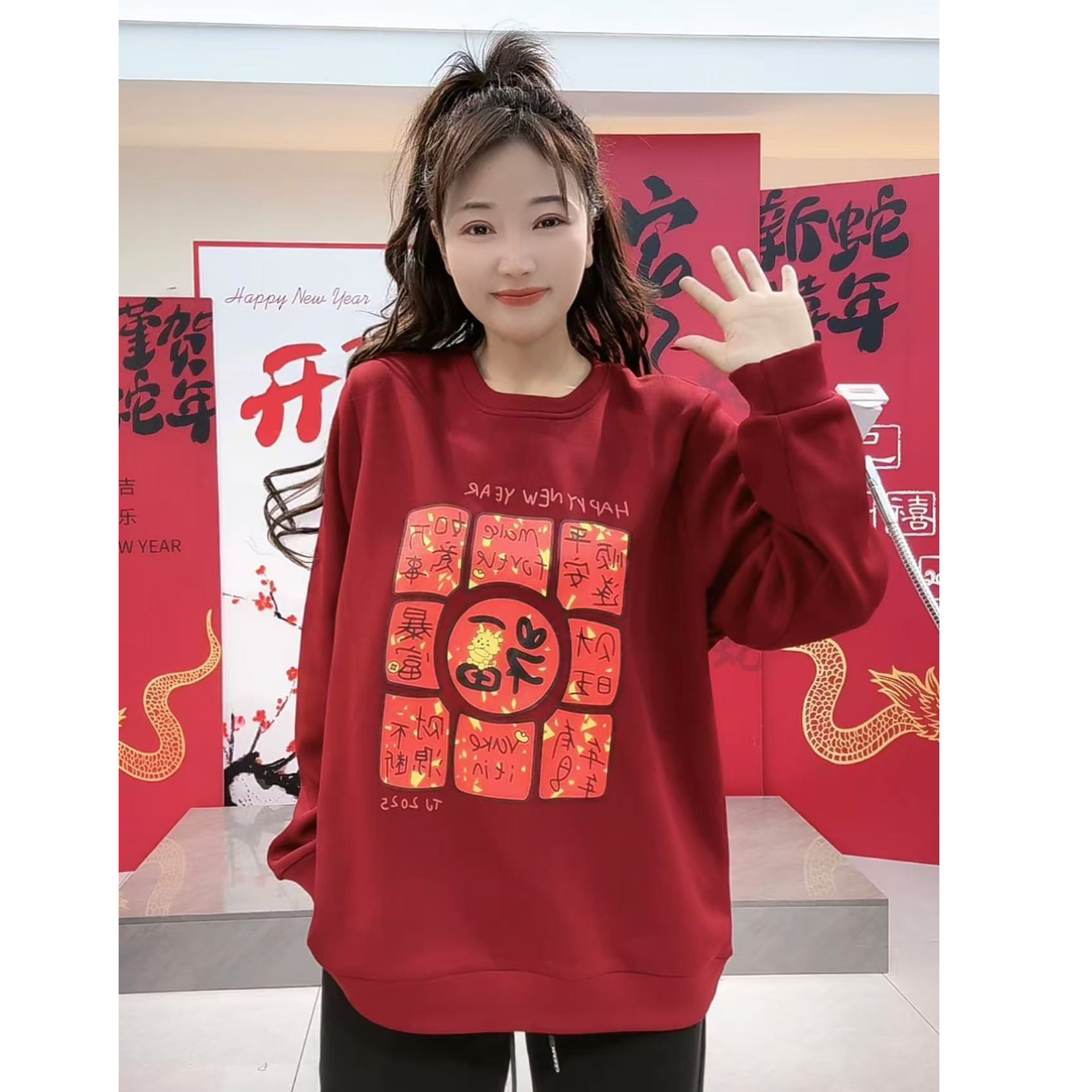 XIE9 新款圆领百搭加绒卫衣8835