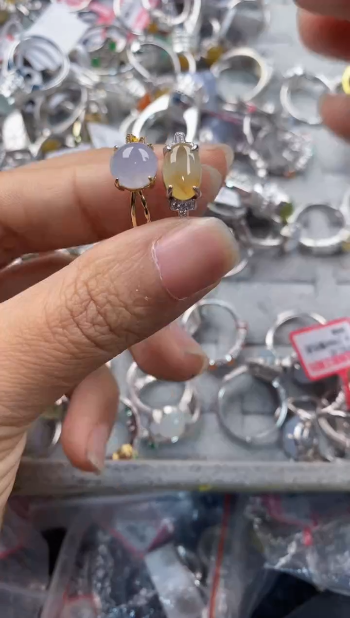 银S925镶嵌戒指翡翠7777----5