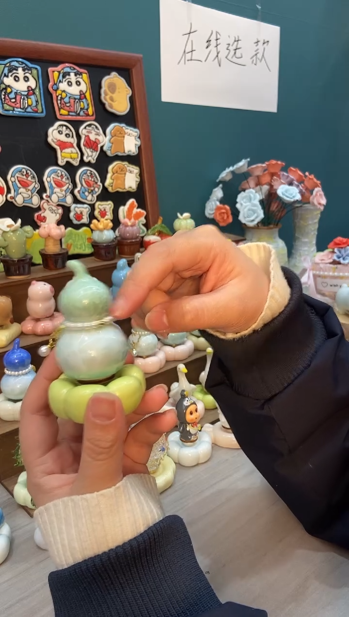 摆件陶绿色葫芦景德镇陶瓷摆件1个装