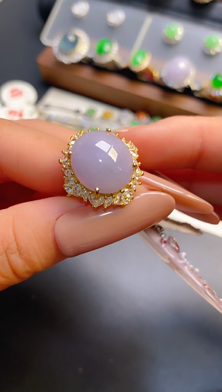 银S925镶嵌戒指翡翠天然