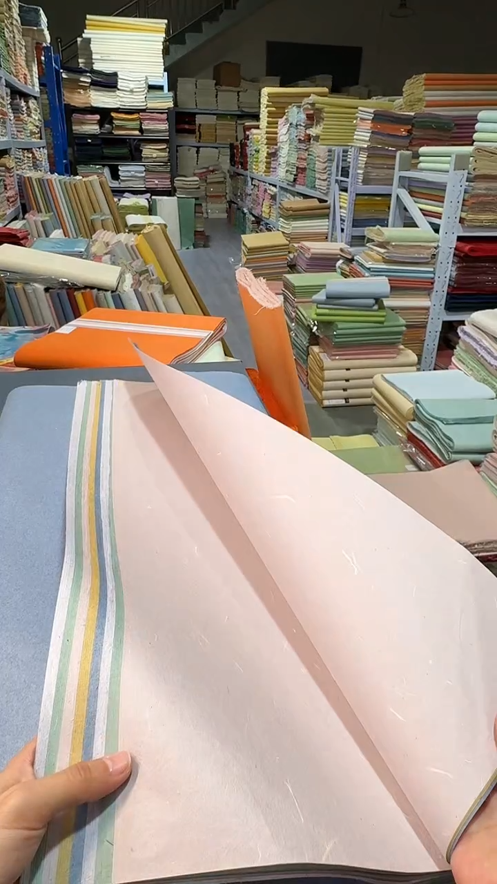 纯手工四尺整张五色50张丝绒楮皮笺