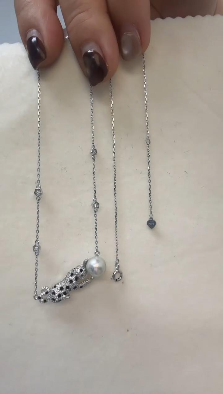 颈饰未镶嵌海水珍珠真多麻正圆8.4mm+S925银一体链