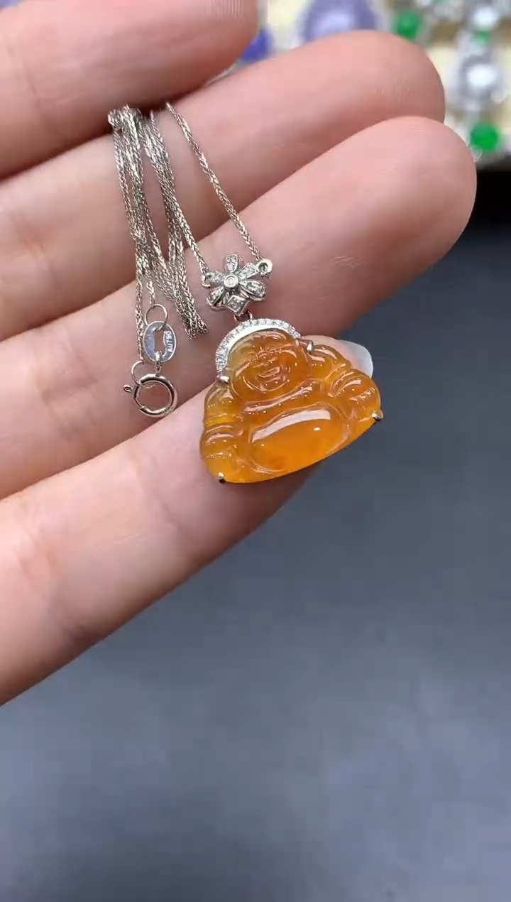 颈饰18K金镶嵌翡翠307-中国好珍宝