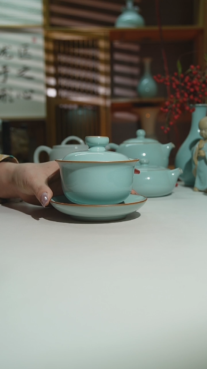 运圈天青随缘盖碗二级