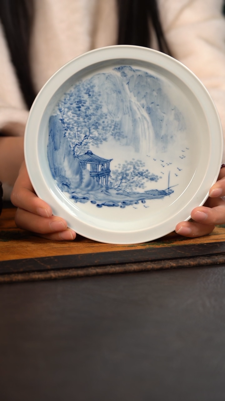 【闪购商品】杯-335号HLX陶瓷写意山水大马蹄壶承