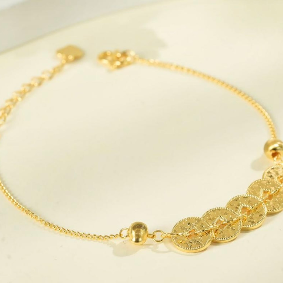 足银手链 足银手链 足银 碎冰铜钱手链