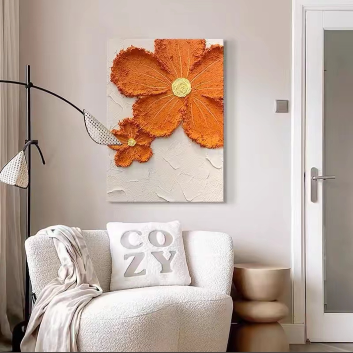 春日暖阳︱手绘油画客厅装饰画沙发背景墙挂画背景画