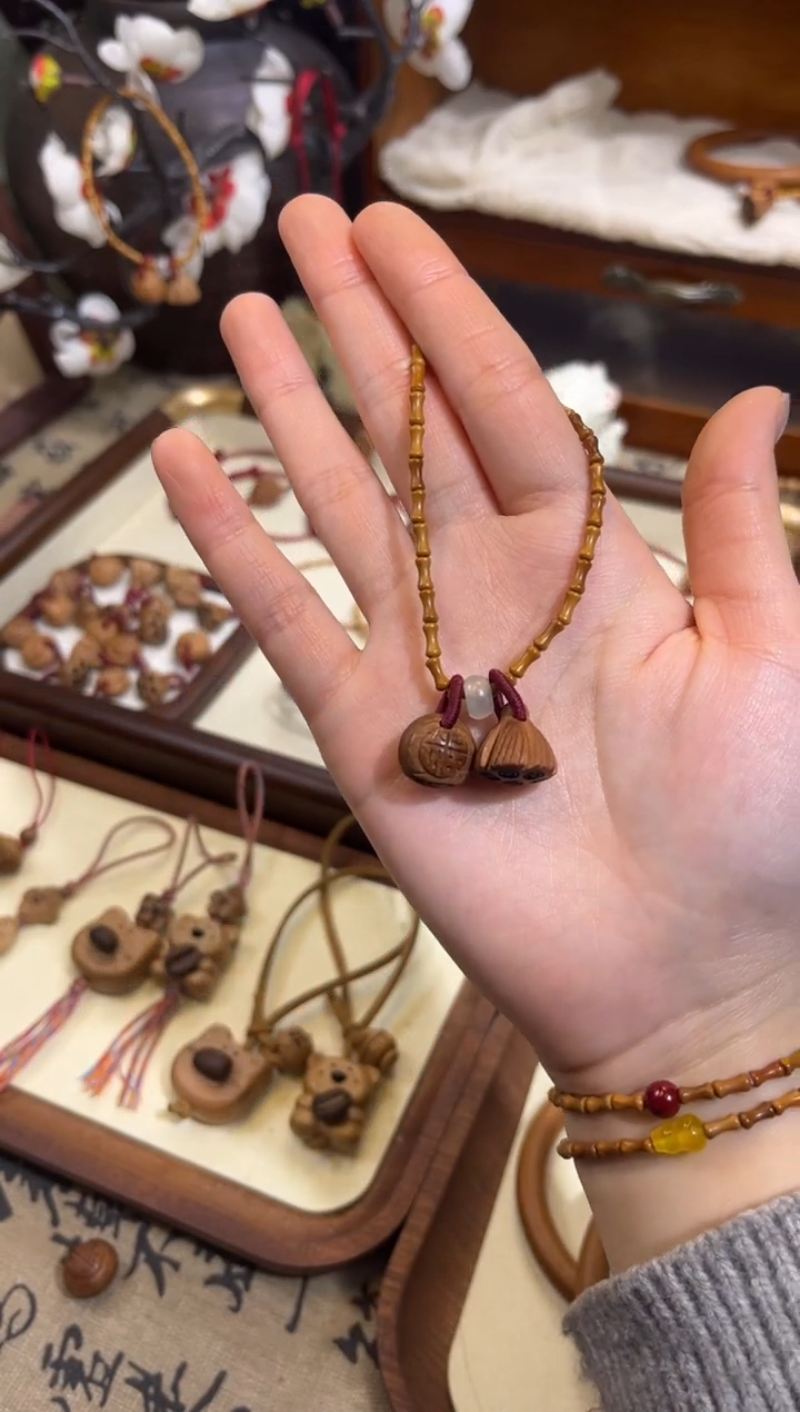 手串桃核【桃缘行】竹节「福气莲莲」桃核辟、挡、驱、护 备注手围