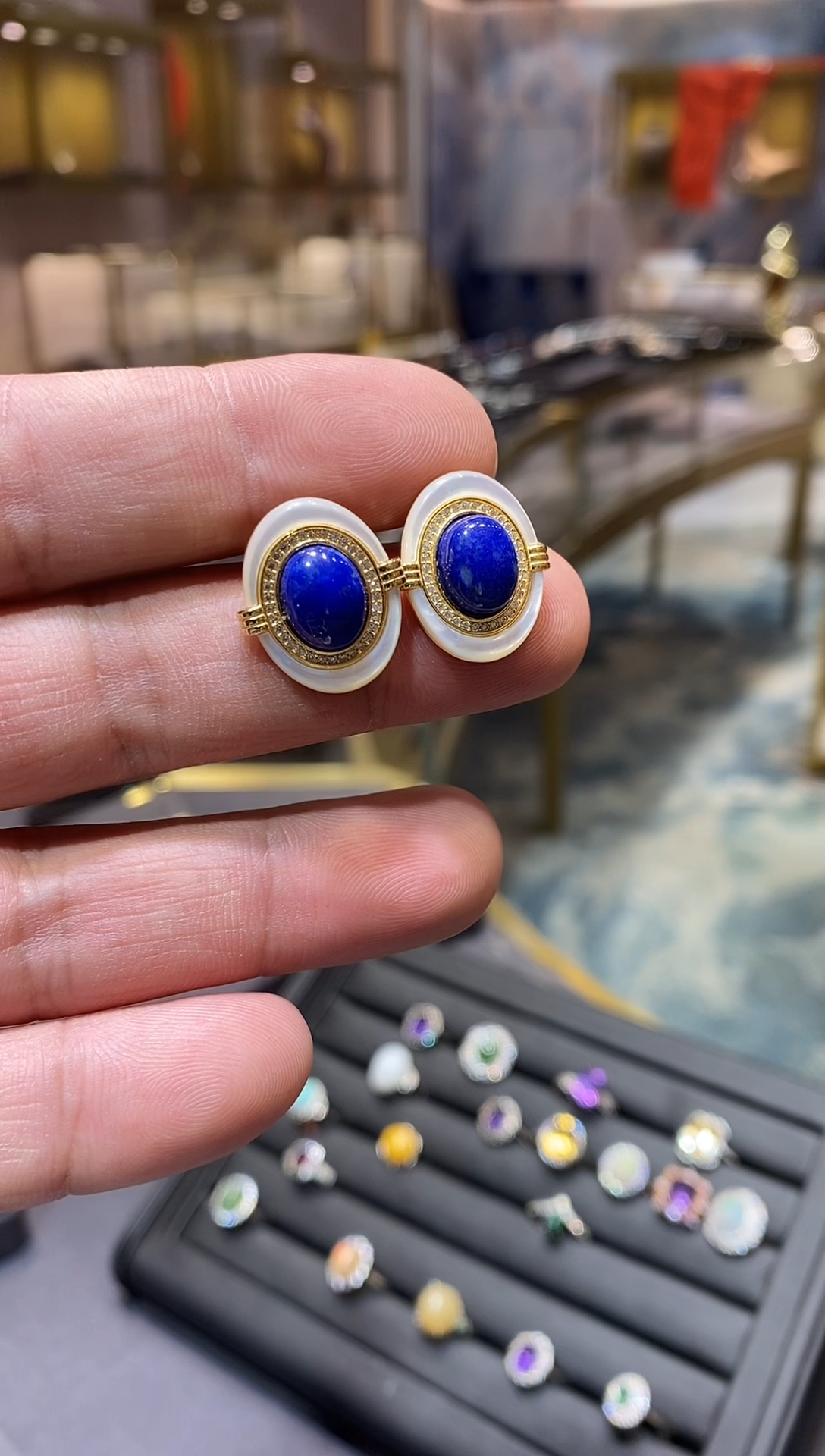 【闪购商品】青金石耳饰银S925镶嵌亏米福利