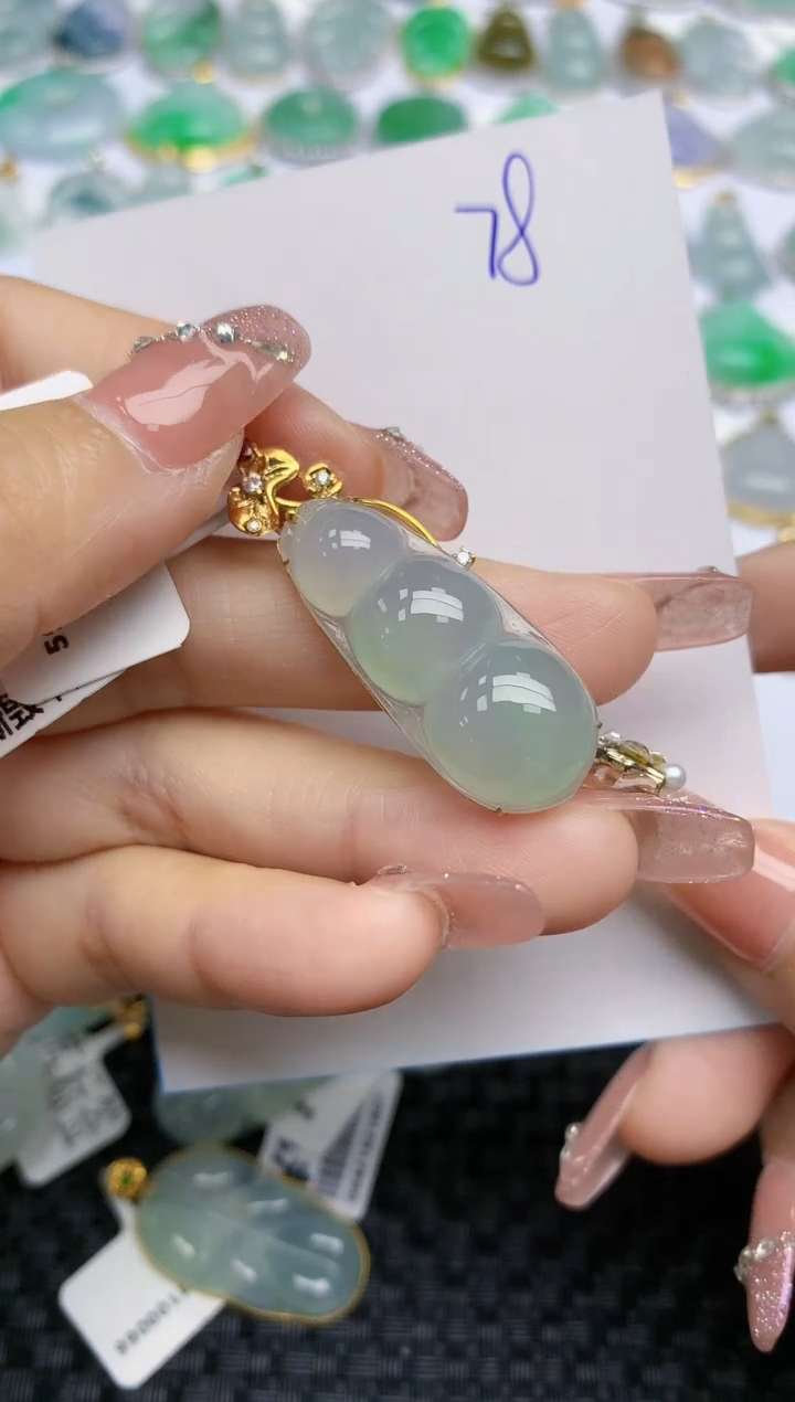 【闪购商品】翡翠颈饰18K金镶嵌天然A货翡翠 78