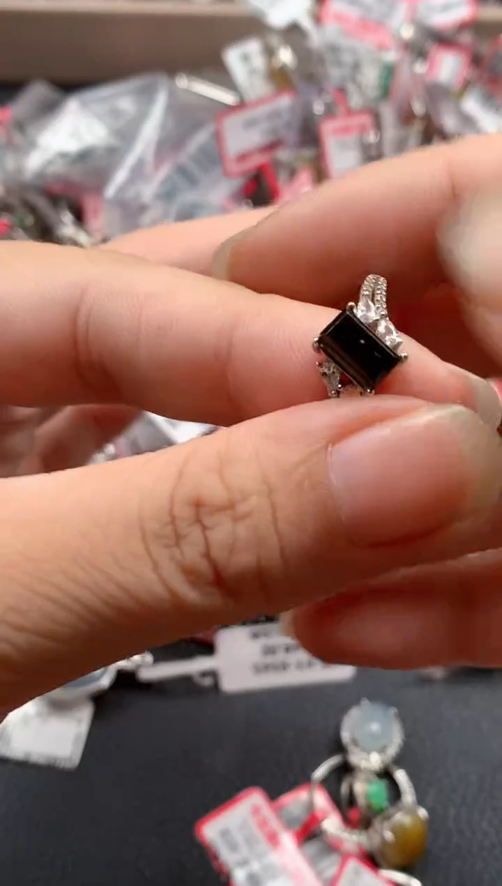 银S925镶嵌戒指翡翠天然A货缅甸翡翠