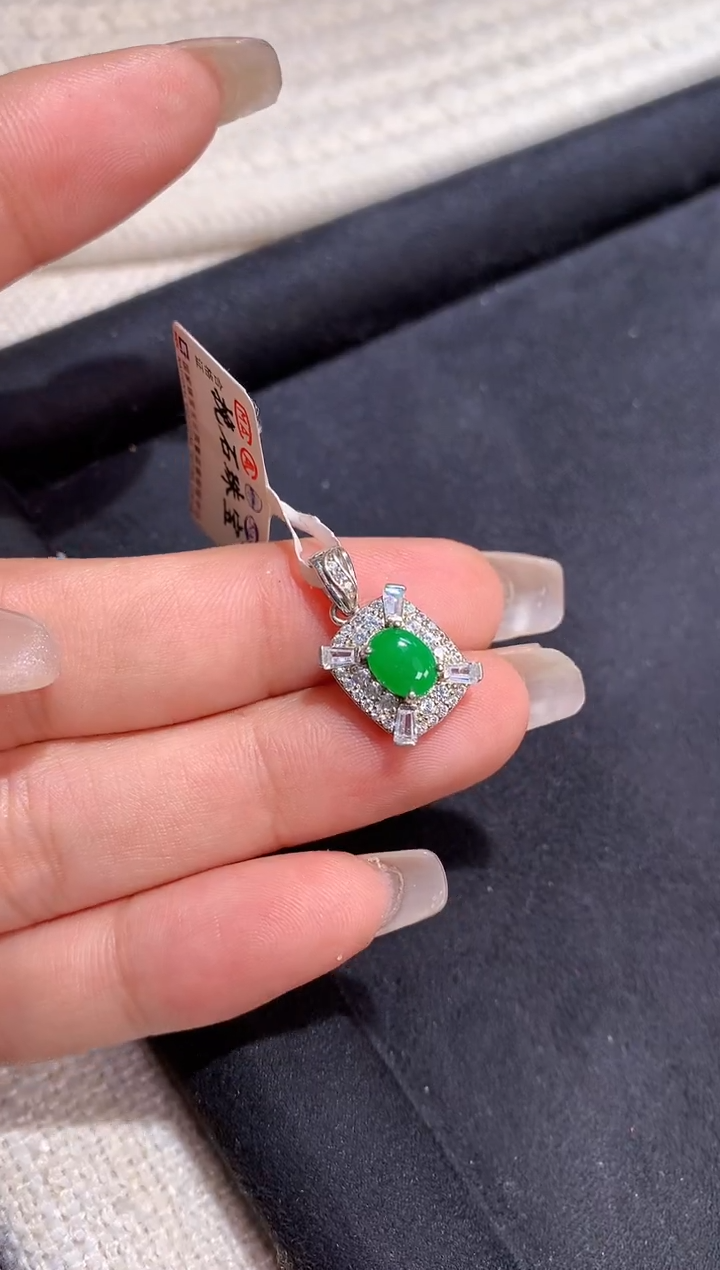 翡翠银S925镶嵌吊坠(不含链)吊坠