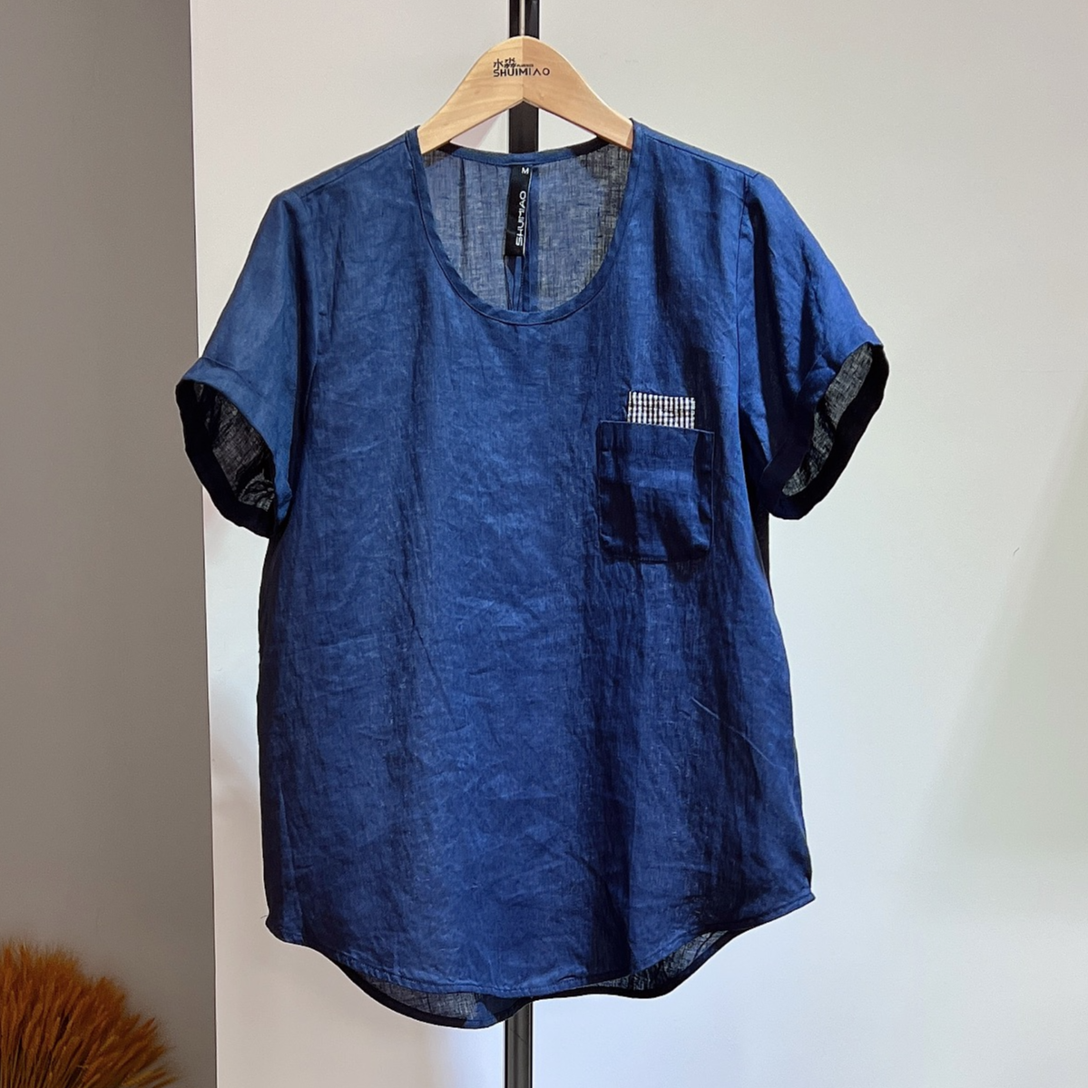 水淼大码胖妹妹亚麻套头衫0684