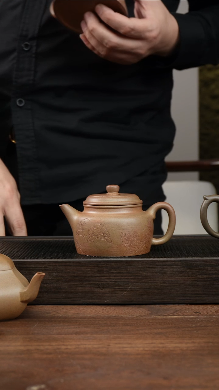 茶杯紫砂抽***寞黄金柴烧剑流德钟    刻绘     230CC  